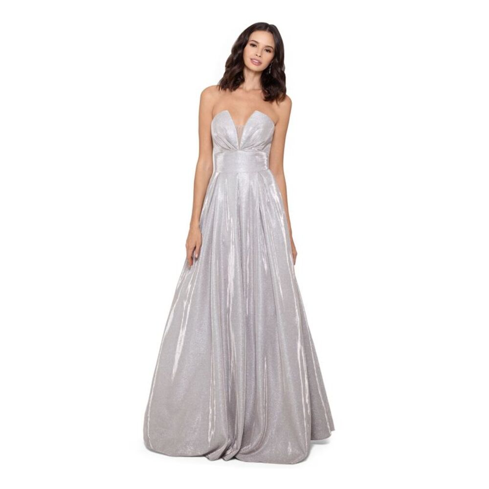 BETSY & ADAM Womens Sweetheart Neckline Full-Length Formal Fit + Flare Dress